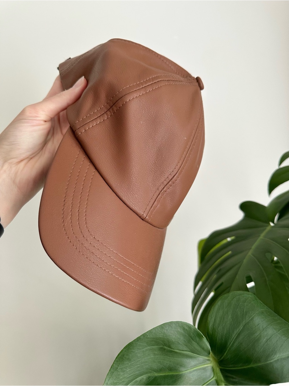 David and Young Brown Faux Leather Baseball Cap